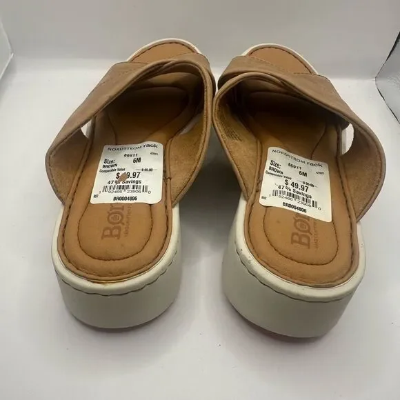 Born Women's Tan Leather Slide Sandals NWT - Picture 4 of 10